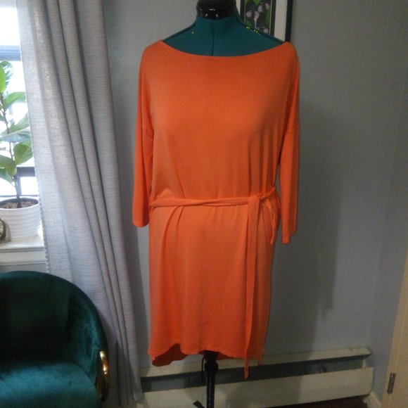 Michael Stars Dylan High Low Boatneck Dress in Orange Sz L - Picture 11 of 16